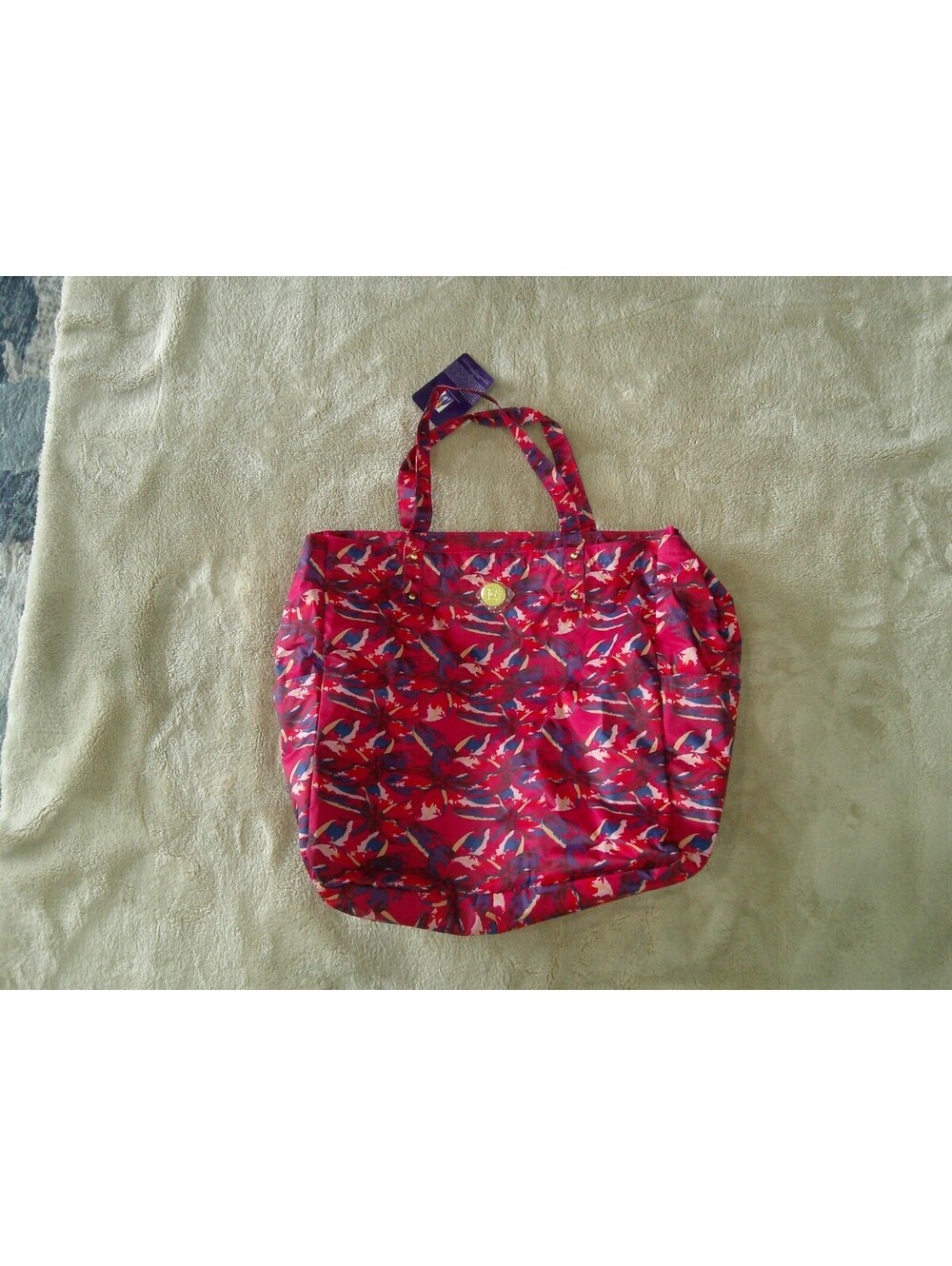 Joy Mangano Pink Floral Patterned Travel Organizer Tote Bag